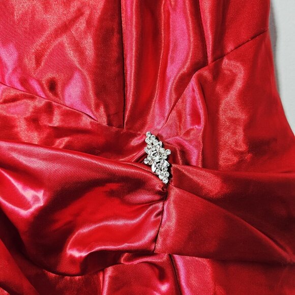 Vtg Jessica McClintock Gunne Sax Dress 5 Red Asymmetrical High Low Prom Corset - Picture 4 of 5